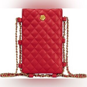 *Montana West* RED Quilted Vegan Leather Crossbody Phone HandBag EUC